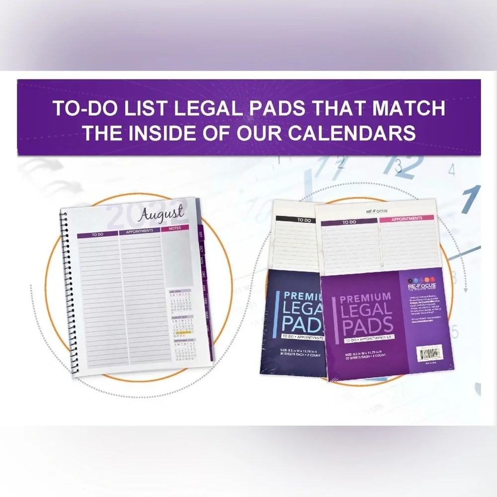 Premium set of 2 matching to-do list blue legal pads that match our Calendars